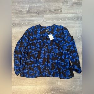 A New Day Floral Blue Blouse